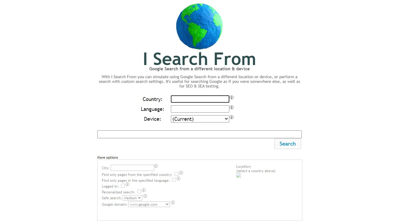 I Search From: custom location, language, device & personalization ...